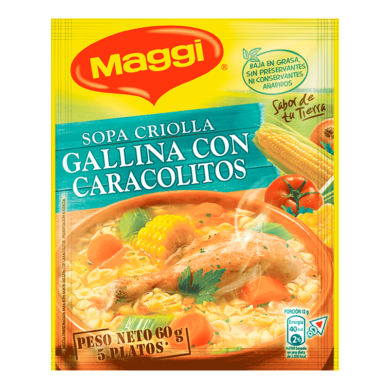 Sopa Criolla De Gallina Con Caracolitos Maggi 60g